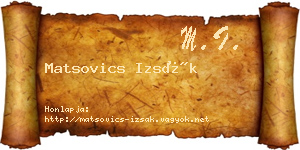Matsovics Izsák névjegykártya